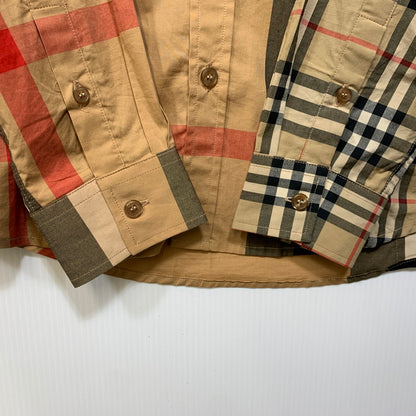 【中古品】【メンズ】 BURBERRY バーバリー LOGO RUBBER PRINT PATCHWORK NOVA CHECK L/S SHIRT THTHAGAR129SAM ロゴ ラバー プリント パッチワーク ノバチェック 長袖シャツ 141-260822-as-09-izu サイズ：M カラー：マルチカラー 万代Net店