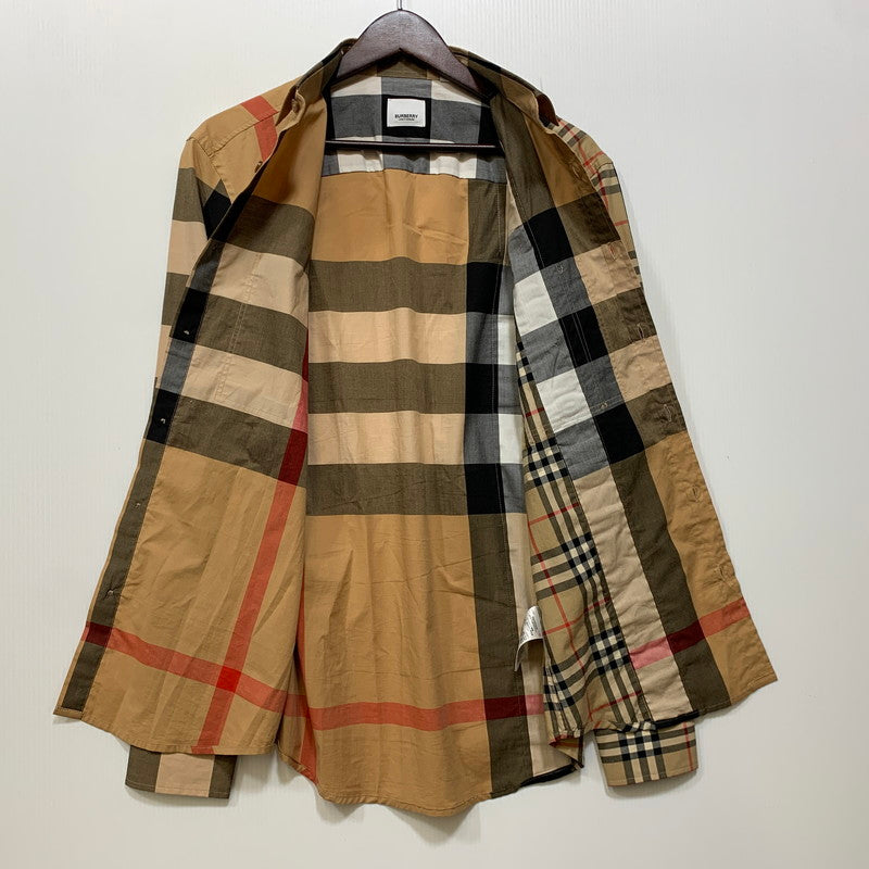 【中古品】【メンズ】 BURBERRY バーバリー LOGO RUBBER PRINT PATCHWORK NOVA CHECK L/S SHIRT THTHAGAR129SAM ロゴ ラバー プリント パッチワーク ノバチェック 長袖シャツ 141-260822-as-09-izu サイズ：M カラー：マルチカラー 万代Net店