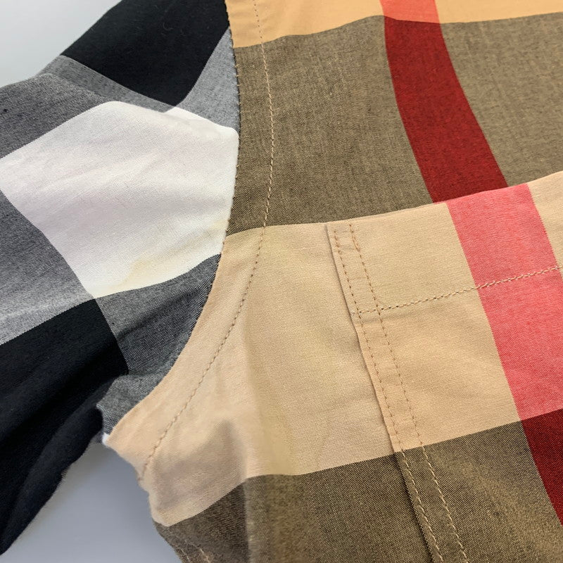 【中古品】【メンズ】 BURBERRY バーバリー LOGO RUBBER PRINT PATCHWORK NOVA CHECK L/S SHIRT THTHAGAR129SAM ロゴ ラバー プリント パッチワーク ノバチェック 長袖シャツ 141-260822-as-09-izu サイズ：M カラー：マルチカラー 万代Net店