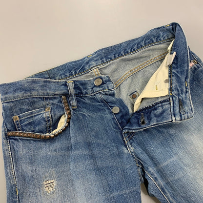 【中古品】【レディース】 HYSTERIC GLAMOUR ヒステリックグラマー STUDS DENIM PANTS スタッズ デニム パンツ ボトムス ズボン 168-260818-cs-09-izu サイズ：XS カラー：インディゴ 万代Net店