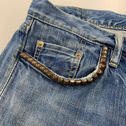 【中古品】【レディース】 HYSTERIC GLAMOUR ヒステリックグラマー STUDS DENIM PANTS スタッズ デニム パンツ ボトムス ズボン 168-260818-cs-09-izu サイズ：XS カラー：インディゴ 万代Net店