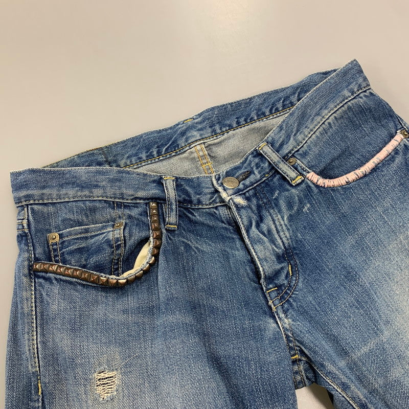 【中古品】【レディース】 HYSTERIC GLAMOUR ヒステリックグラマー STUDS DENIM PANTS スタッズ デニム パンツ ボトムス ズボン 168-260818-cs-09-izu サイズ：XS カラー：インディゴ 万代Net店