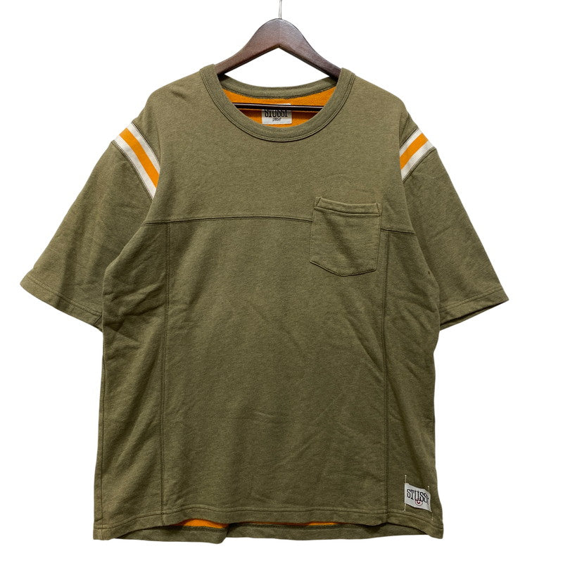 【中古品】【メンズ】 STUSSY ステューシー FOOTBALL TEE フットボール Tシャツ 142-260818-as-04-izu サイズ：L カラー：オリーブ 万代Net店