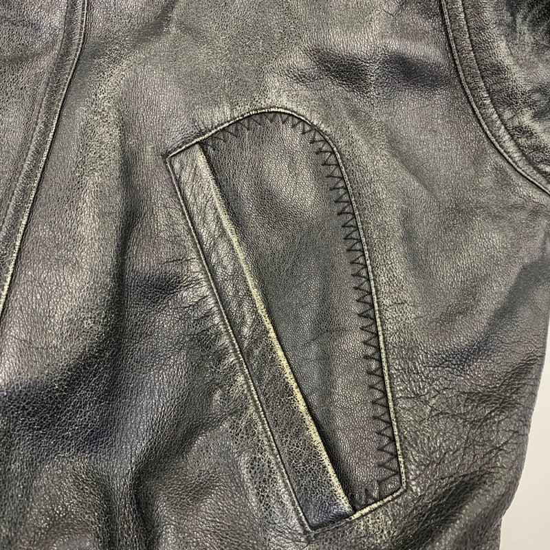【現状渡し品】【メンズ】 USED 韓国製 YKK ZIP SHEEPLEATHER RIDERS JACKET シープレザー ライダース ジャケット アウター 146-260828-cs-10-izu サイズ：M カラー：ブラック 万代Net店