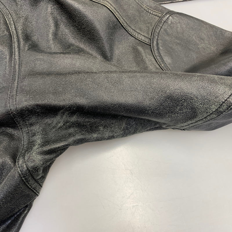 【現状渡し品】【メンズ】 USED 韓国製 YKK ZIP SHEEPLEATHER RIDERS JACKET シープレザー ライダース ジャケット アウター 146-260828-cs-10-izu サイズ：M カラー：ブラック 万代Net店