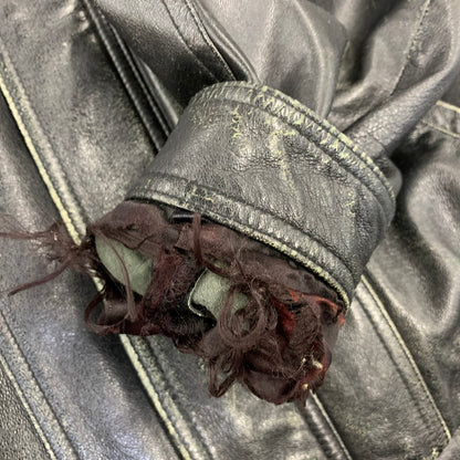 【現状渡し品】【メンズ】 USED 韓国製 YKK ZIP SHEEPLEATHER RIDERS JACKET シープレザー ライダース ジャケット アウター 146-260828-cs-10-izu サイズ：M カラー：ブラック 万代Net店