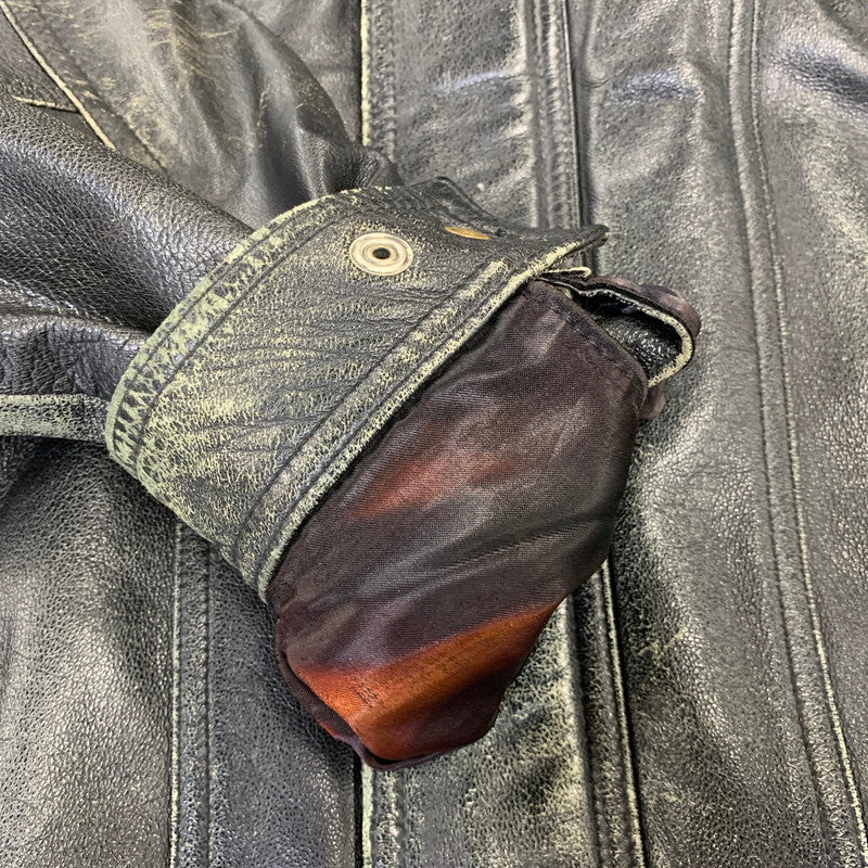 【現状渡し品】【メンズ】 USED 韓国製 YKK ZIP SHEEPLEATHER RIDERS JACKET シープレザー ライダース ジャケット アウター 146-260828-cs-10-izu サイズ：M カラー：ブラック 万代Net店