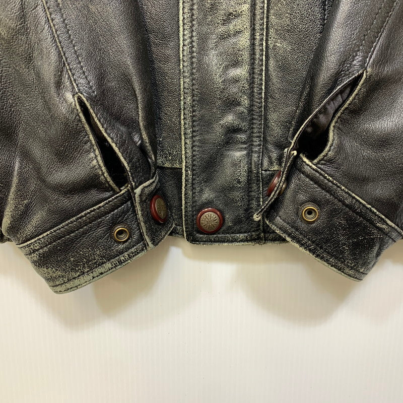 【現状渡し品】【メンズ】 USED 韓国製 YKK ZIP SHEEPLEATHER RIDERS JACKET シープレザー ライダース ジャケット アウター 146-260828-cs-10-izu サイズ：M カラー：ブラック 万代Net店