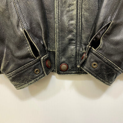 【現状渡し品】【メンズ】 USED 韓国製 YKK ZIP SHEEPLEATHER RIDERS JACKET シープレザー ライダース ジャケット アウター 146-260828-cs-10-izu サイズ：M カラー：ブラック 万代Net店
