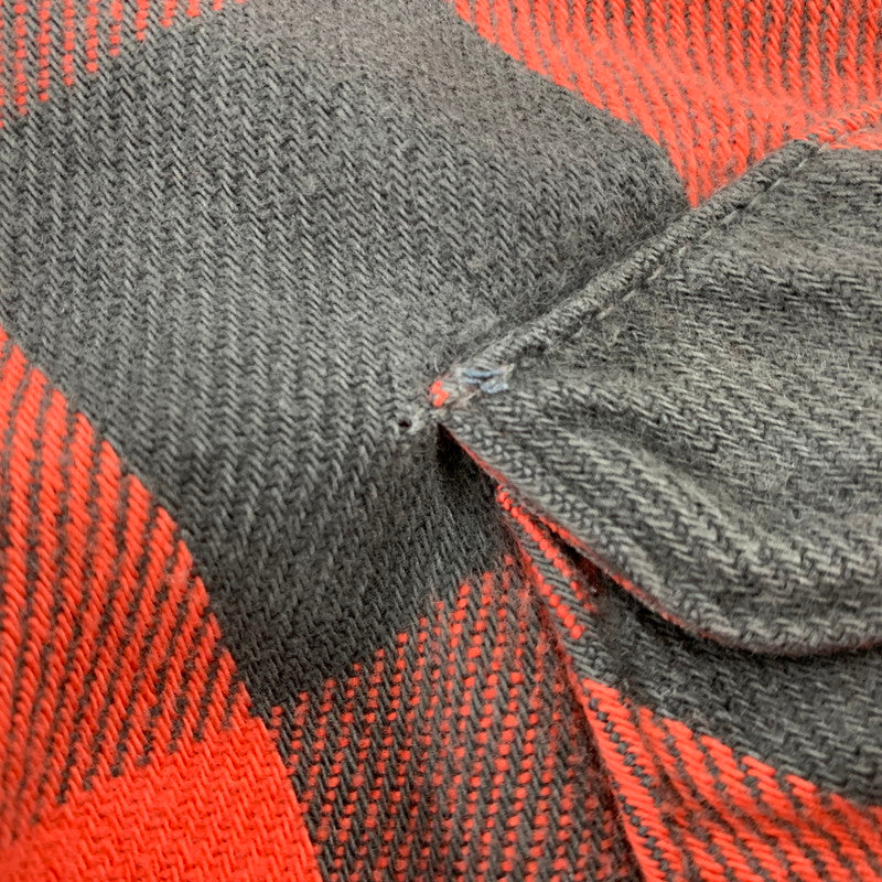 【中古品】【メンズ】 OSHKOSH B'GOSH オシュコシュ ビゴッシュ USA製 BUFFALO CHECK HEAVY FLANNEL SHIRT バッファロー チェック ヘビー フランネル シャツ トップス 146-260831-kh-08-izu カラー：レッド×ブラック 万代Net店