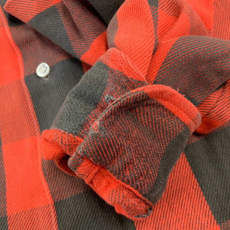 【中古品】【メンズ】 OSHKOSH B'GOSH オシュコシュ ビゴッシュ USA製 BUFFALO CHECK HEAVY FLANNEL SHIRT バッファロー チェック ヘビー フランネル シャツ トップス 146-260831-kh-08-izu カラー：レッド×ブラック 万代Net店