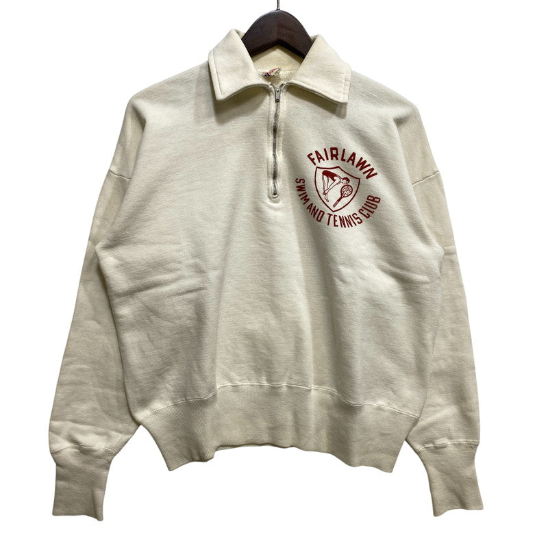 【中古品】【メンズ】 CHAMPION チャンピオン 小文字ランタグ 50-60S FAIRLAWN HALF ZIP POLO SWEATSHIRT フェアローン ハーフ ジップ ポロ スウェットシャツ トップス 146-260827-yn-17-izu サイズ：L カラー：ホワイト 万代Net店