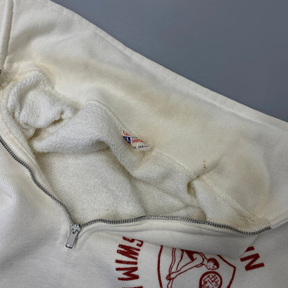 【中古品】【メンズ】 CHAMPION チャンピオン 小文字ランタグ 50-60S FAIRLAWN HALF ZIP POLO SWEATSHIRT フェアローン ハーフ ジップ ポロ スウェットシャツ トップス 146-260827-yn-17-izu サイズ：L カラー：ホワイト 万代Net店