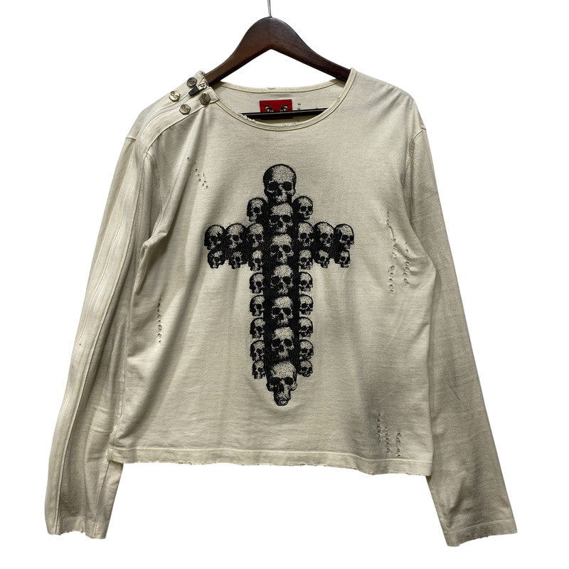 【現状渡し品】【メンズ】 DEVIL KIM デビルキム WOUND ZIP LONG SLEEVE ジップ ロングスリーブ Tシャツ トップス 141-260817-kh-01-izu サイズ：S カラー：ホワイト系 万代Net店