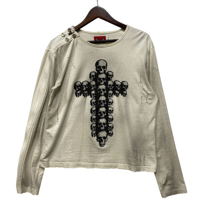 【現状渡し品】【メンズ】 DEVIL KIM デビルキム WOUND ZIP LONG SLEEVE ジップ ロングスリーブ Tシャツ トップス 141-260817-kh-01-izu サイズ：S カラー：ホワイト系 万代Net店