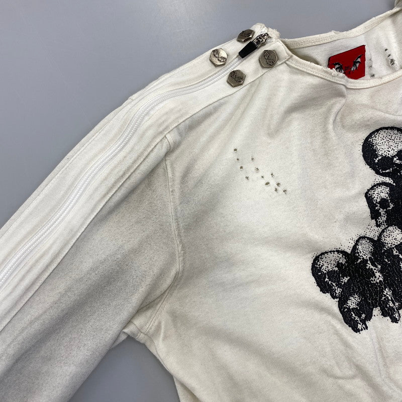 【現状渡し品】【メンズ】 DEVIL KIM デビルキム WOUND ZIP LONG SLEEVE ジップ ロングスリーブ Tシャツ トップス 141-260817-kh-01-izu サイズ：S カラー：ホワイト系 万代Net店