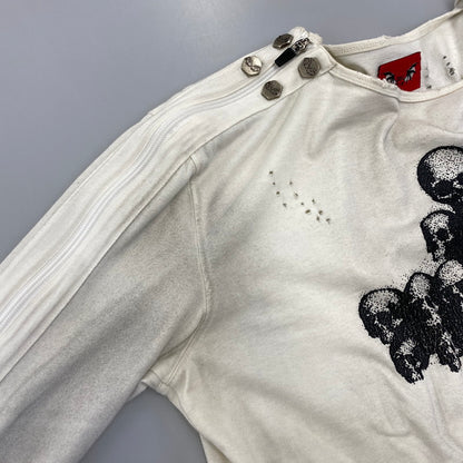 【現状渡し品】【メンズ】 DEVIL KIM デビルキム WOUND ZIP LONG SLEEVE ジップ ロングスリーブ Tシャツ トップス 141-260817-kh-01-izu サイズ：S カラー：ホワイト系 万代Net店