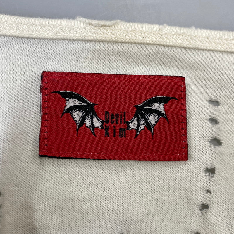 【現状渡し品】【メンズ】 DEVIL KIM デビルキム WOUND ZIP LONG SLEEVE ジップ ロングスリーブ Tシャツ トップス 141-260817-kh-01-izu サイズ：S カラー：ホワイト系 万代Net店