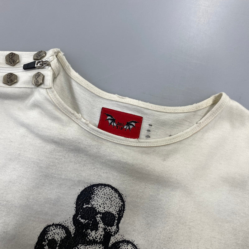 【現状渡し品】【メンズ】 DEVIL KIM デビルキム WOUND ZIP LONG SLEEVE ジップ ロングスリーブ Tシャツ トップス 141-260817-kh-01-izu サイズ：S カラー：ホワイト系 万代Net店