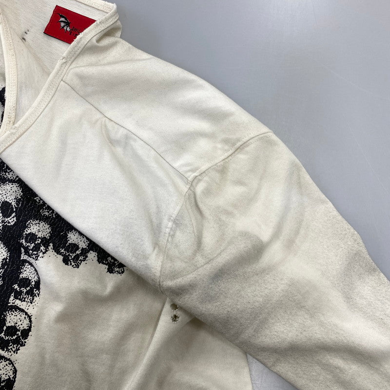 【現状渡し品】【メンズ】 DEVIL KIM デビルキム WOUND ZIP LONG SLEEVE ジップ ロングスリーブ Tシャツ トップス 141-260817-kh-01-izu サイズ：S カラー：ホワイト系 万代Net店