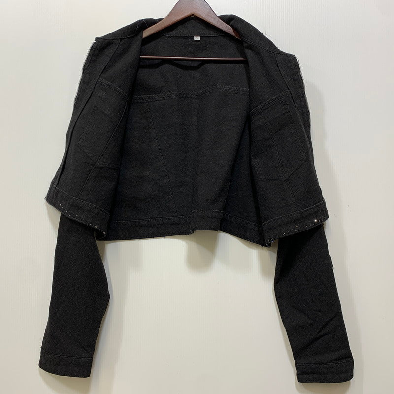 【中古品】【メンズ】 USED CUSTOM DENIM JACKET カスタム デニム ジャケット アウター 147-260828-cs-08-izu サイズ：L カラー：ブラック 万代Net店