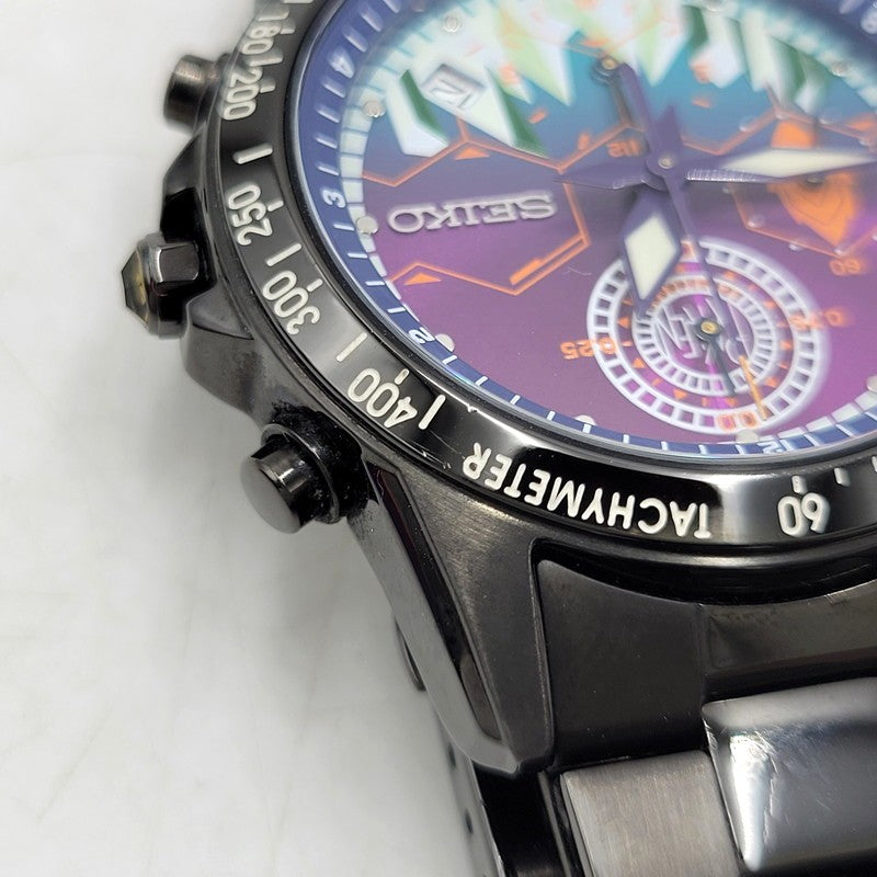 【中古品】【メンズ/レディース】 SEIKO セイコー× 蒼穹のファフナー 7T92-HCF0 MK.NICHT MODEL SPECIAL COLLABORATION WATCH スぺシャル コラボレーション ウォッチ 腕時計 197-260818-cs-21-izu カラー：ブラック 万代Net店