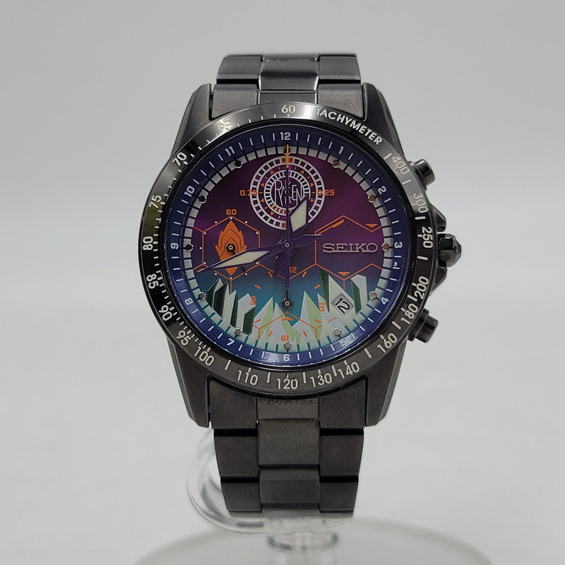 【中古品】【メンズ/レディース】 SEIKO セイコー× 蒼穹のファフナー 7T92-HCF0 MK.NICHT MODEL SPECIAL COLLABORATION WATCH スぺシャル コラボレーション ウォッチ 腕時計 197-260818-cs-21-izu カラー：ブラック 万代Net店