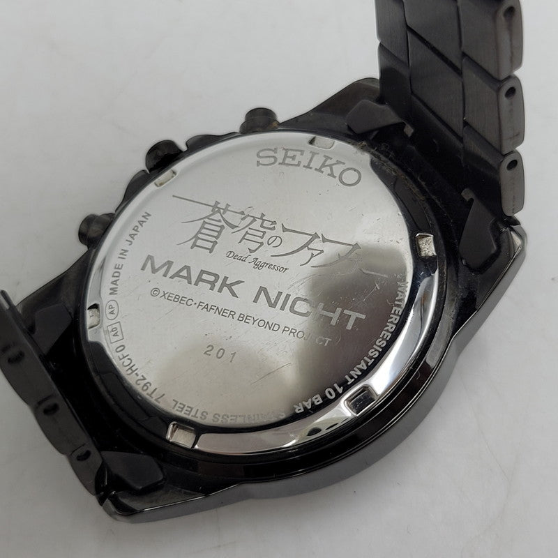【中古品】【メンズ/レディース】 SEIKO セイコー× 蒼穹のファフナー 7T92-HCF0 MK.NICHT MODEL SPECIAL COLLABORATION WATCH スぺシャル コラボレーション ウォッチ 腕時計 197-260818-cs-21-izu カラー：ブラック 万代Net店