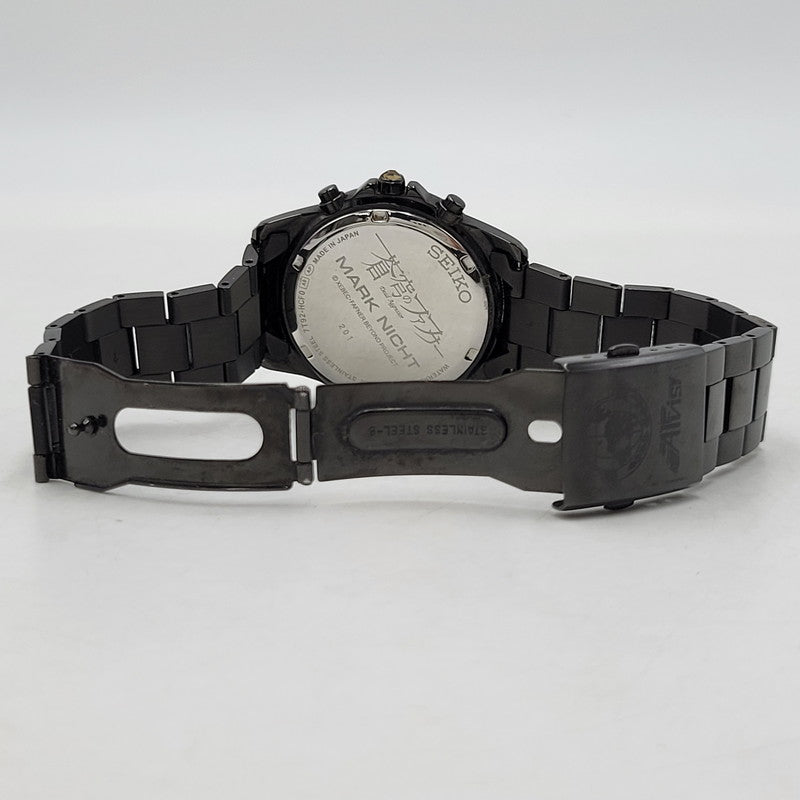 【中古品】【メンズ/レディース】 SEIKO セイコー× 蒼穹のファフナー 7T92-HCF0 MK.NICHT MODEL SPECIAL COLLABORATION WATCH スぺシャル コラボレーション ウォッチ 腕時計 197-260818-cs-21-izu カラー：ブラック 万代Net店