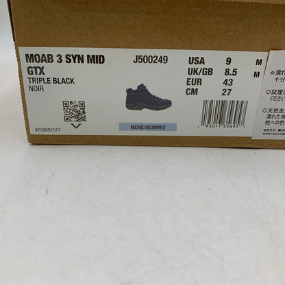 【中古美品】【メンズ】 MERRELL メレル J500249 MOAB 3 SYNTHETIC MID GORE-TEX モアブ シンセティック ミッド ゴアテックス スニーカー シューズ 靴 162-260819-cs-08-izu サイズ：27.0cm カラー：ブラック 万代Net店