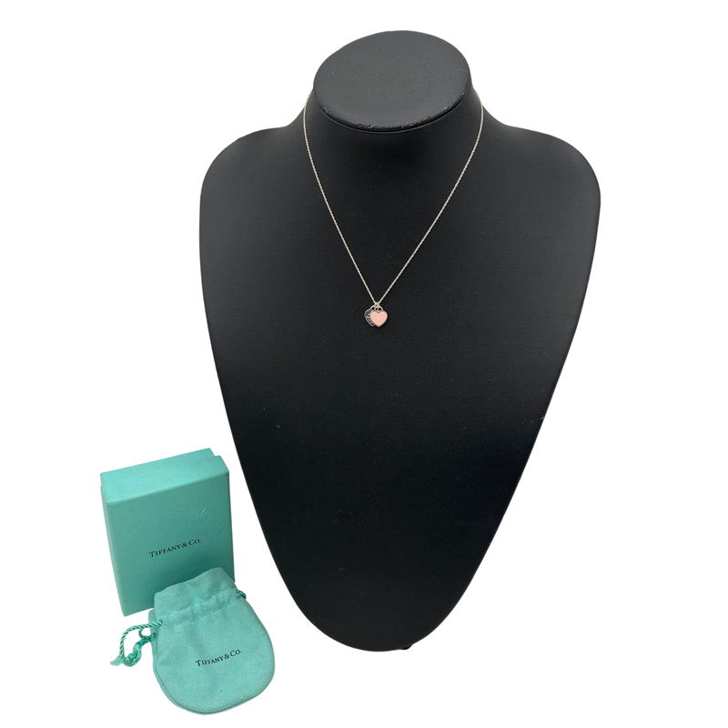 【中古品】【レディース】 TIFFANY&Co. ティファニー 925 ミニ ダブル ハート タグ ペンダント ネックレス アクセサリー 182-260820-as-15-izu カラー：シルバー×ピンク 万代Net店