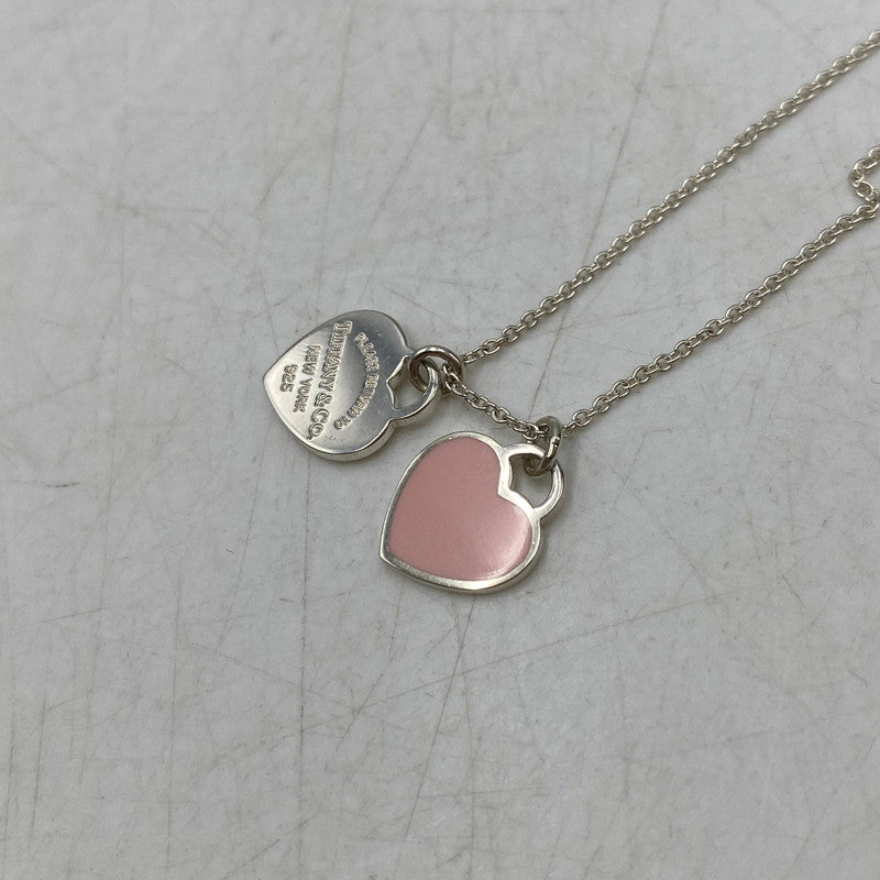 【中古品】【レディース】 TIFFANY&Co. ティファニー 925 ミニ ダブル ハート タグ ペンダント ネックレス アクセサリー 182-260820-as-15-izu カラー：シルバー×ピンク 万代Net店