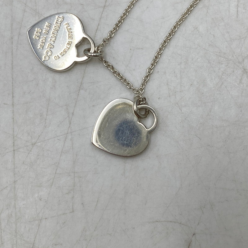 【中古品】【レディース】 TIFFANY&Co. ティファニー 925 ミニ ダブル ハート タグ ペンダント ネックレス アクセサリー 182-260820-as-15-izu カラー：シルバー×ピンク 万代Net店