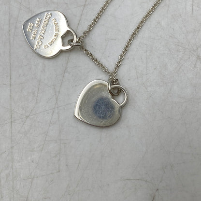 【中古品】【レディース】 TIFFANY&Co. ティファニー 925 ミニ ダブル ハート タグ ペンダント ネックレス アクセサリー 182-260820-as-15-izu カラー：シルバー×ピンク 万代Net店