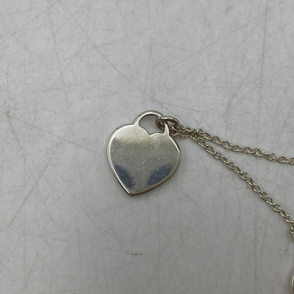 【中古品】【レディース】 TIFFANY&Co. ティファニー 925 ミニ ダブル ハート タグ ペンダント ネックレス アクセサリー 182-260820-as-15-izu カラー：シルバー×ピンク 万代Net店