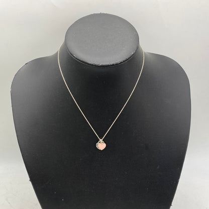 【中古品】【レディース】 TIFFANY&Co. ティファニー 925 ミニ ダブル ハート タグ ペンダント ネックレス アクセサリー 182-260820-as-15-izu カラー：シルバー×ピンク 万代Net店