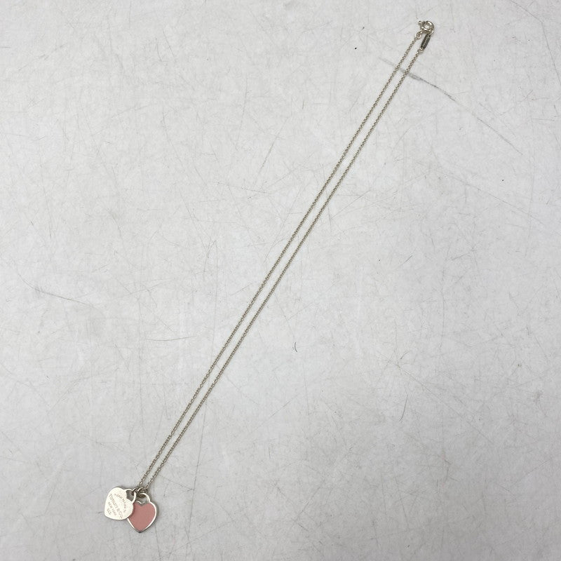 【中古品】【レディース】 TIFFANY&Co. ティファニー 925 ミニ ダブル ハート タグ ペンダント ネックレス アクセサリー 182-260820-as-15-izu カラー：シルバー×ピンク 万代Net店
