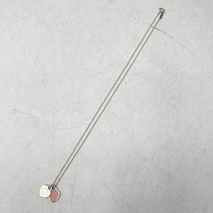 【中古品】【レディース】 TIFFANY&Co. ティファニー 925 ミニ ダブル ハート タグ ペンダント ネックレス アクセサリー 182-260820-as-15-izu カラー：シルバー×ピンク 万代Net店