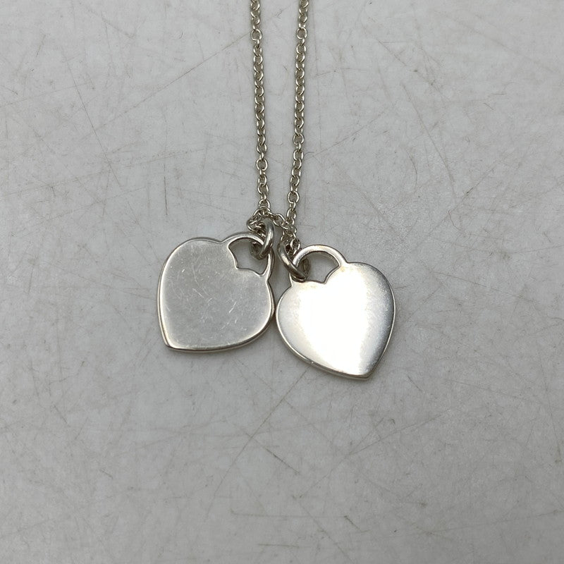 【中古品】【レディース】 TIFFANY&Co. ティファニー 925 ミニ ダブル ハート タグ ペンダント ネックレス アクセサリー 182-260820-as-15-izu カラー：シルバー×ピンク 万代Net店