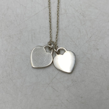 【中古品】【レディース】 TIFFANY&Co. ティファニー 925 ミニ ダブル ハート タグ ペンダント ネックレス アクセサリー 182-260820-as-15-izu カラー：シルバー×ピンク 万代Net店