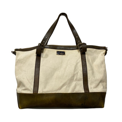 【現状渡し品】【メンズ/レディース】 WASTE(TWICE) ウェストトゥワイス × VASCO ヴァスコ CANVAS LEATHER TOTE BAG キャンバス レザー トートバッグ カバン 鞄 188-260903-as-22-izu カラー：ホワイト×ブラウン 万代Net店