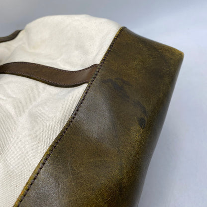 【現状渡し品】【メンズ/レディース】 WASTE(TWICE) ウェストトゥワイス × VASCO ヴァスコ CANVAS LEATHER TOTE BAG キャンバス レザー トートバッグ カバン 鞄 188-260903-as-22-izu カラー：ホワイト×ブラウン 万代Net店