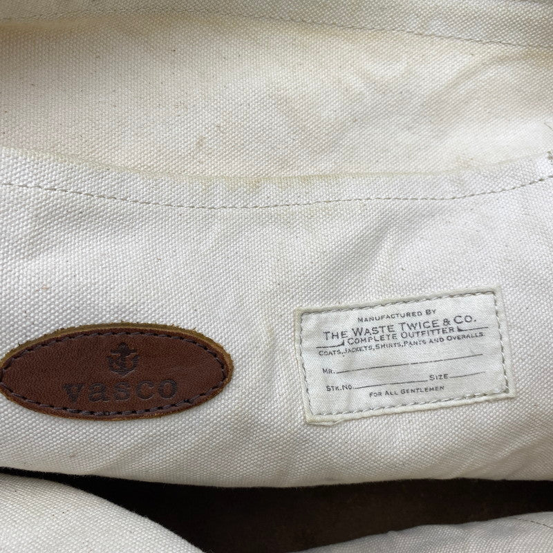 【現状渡し品】【メンズ/レディース】 WASTE(TWICE) ウェストトゥワイス × VASCO ヴァスコ CANVAS LEATHER TOTE BAG キャンバス レザー トートバッグ カバン 鞄 188-260903-as-22-izu カラー：ホワイト×ブラウン 万代Net店