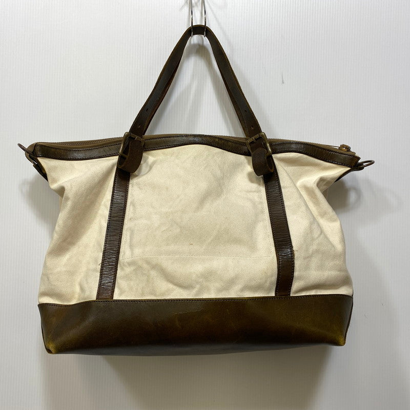 【現状渡し品】【メンズ/レディース】 WASTE(TWICE) ウェストトゥワイス × VASCO ヴァスコ CANVAS LEATHER TOTE BAG キャンバス レザー トートバッグ カバン 鞄 188-260903-as-22-izu カラー：ホワイト×ブラウン 万代Net店