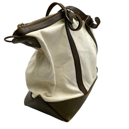 【現状渡し品】【メンズ/レディース】 WASTE(TWICE) ウェストトゥワイス × VASCO ヴァスコ CANVAS LEATHER TOTE BAG キャンバス レザー トートバッグ カバン 鞄 188-260903-as-22-izu カラー：ホワイト×ブラウン 万代Net店