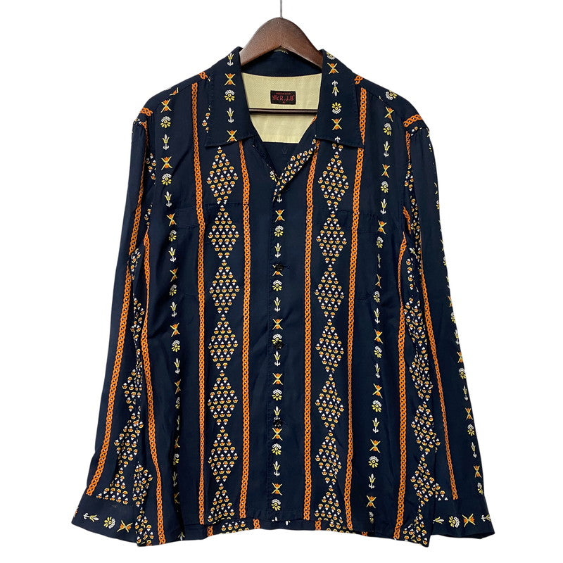【中古品】【メンズ】 R.J.B アールジェイビー THE FLAT HEAD RAYON OPEN COLLAR LS SHIRT フラットヘッド レーヨン オープンカラー 長袖シャツ 145-260829-as-06-izu サイズ：40 カラー：ネイビー 万代Net店
