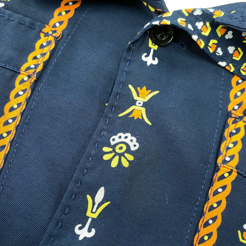 【中古品】【メンズ】 R.J.B アールジェイビー THE FLAT HEAD RAYON OPEN COLLAR LS SHIRT フラットヘッド レーヨン オープンカラー 長袖シャツ 145-260829-as-06-izu サイズ：40 カラー：ネイビー 万代Net店