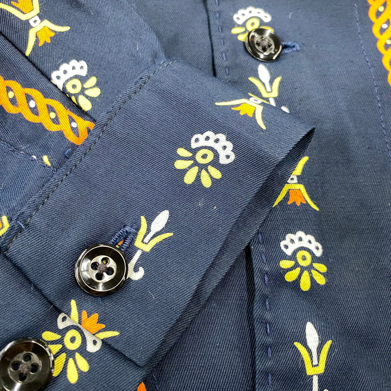 【中古品】【メンズ】 R.J.B アールジェイビー THE FLAT HEAD RAYON OPEN COLLAR LS SHIRT フラットヘッド レーヨン オープンカラー 長袖シャツ 145-260829-as-06-izu サイズ：40 カラー：ネイビー 万代Net店