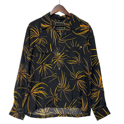 【中古品】【メンズ】 Anachronorm アナクロノーム RAYON HAND PRINT OPEN COLLAR SHIRT レーヨン オープンカラーシャツ 長袖 145-260829-as-07-izu サイズ：01 カラー：ブラック×オレンジ 万代Net店