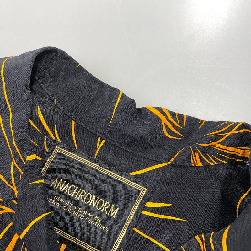 【中古品】【メンズ】 Anachronorm アナクロノーム RAYON HAND PRINT OPEN COLLAR SHIRT レーヨン オープンカラーシャツ 長袖 145-260829-as-07-izu サイズ：01 カラー：ブラック×オレンジ 万代Net店